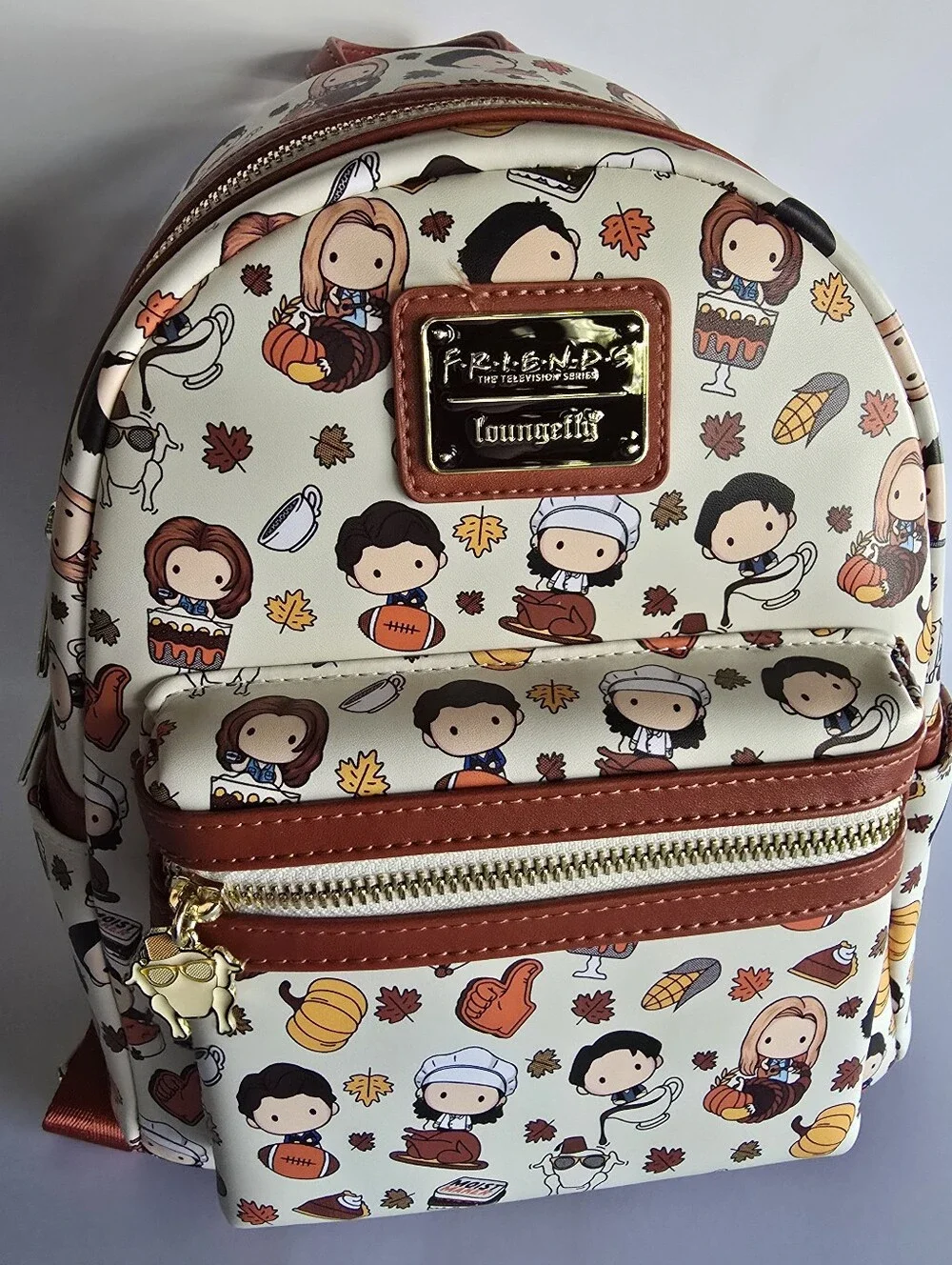 Loungefly Beige & Brown Friends Mini Backpack - FRIENDSGIVING - Picture 1 of 4